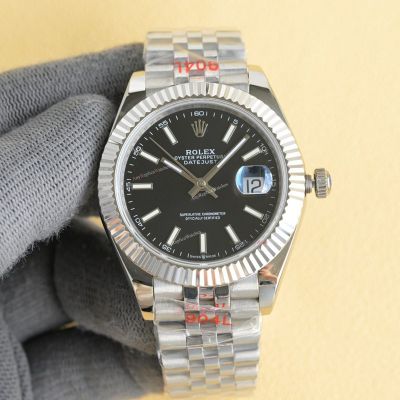 Clean Factory Rolex Datejust  3135 Black Face Watch 41mm